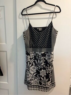 Vero Moda Black & White Mixed-Print Slip Dress large “28 arm pit to bottom